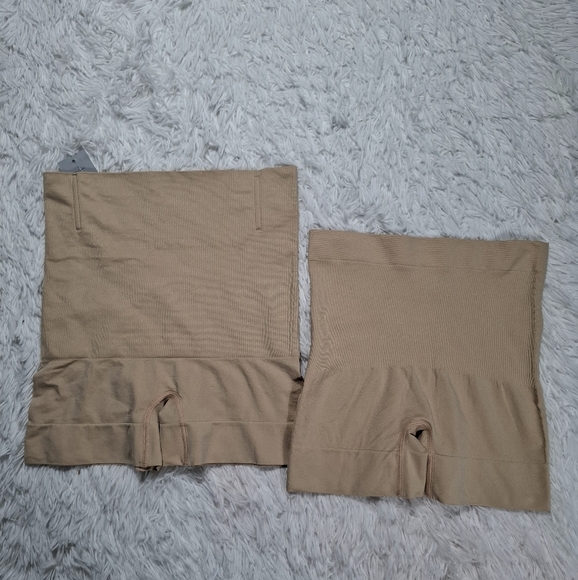 Lot 2 Hey Girl Bottom Sports Tummy Control Women's Shorts Seamless Beige Size L - Picture 8 of 8